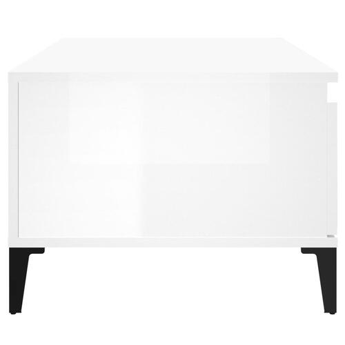 Sofabord 90x50x36,5 cm konstrueret træ hvid højglans