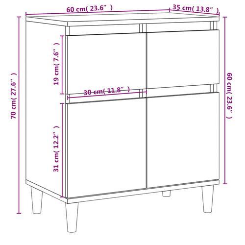 Skænk 60x35x70 cm konstrueret træ røget egetræsfarve