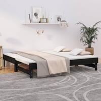 Daybed med udtræk 2x(90x190) cm massivt fyrretræ sort