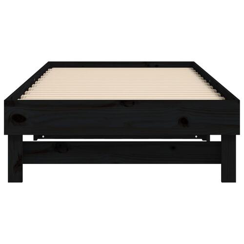 Daybed med udtræk 2x(90x190) cm massivt fyrretræ sort