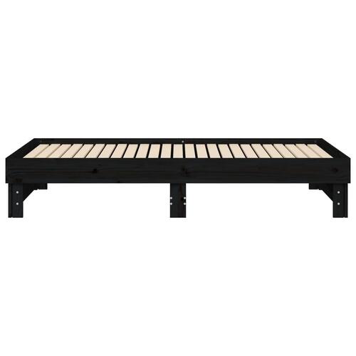 Daybed med udtræk 2x(90x190) cm massivt fyrretræ sort