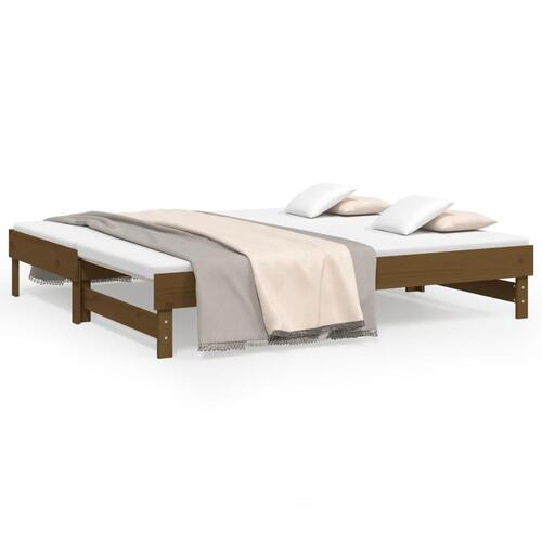 Daybed med udtræk 2x(90x190) cm massivt fyrretræ gyldenbrun