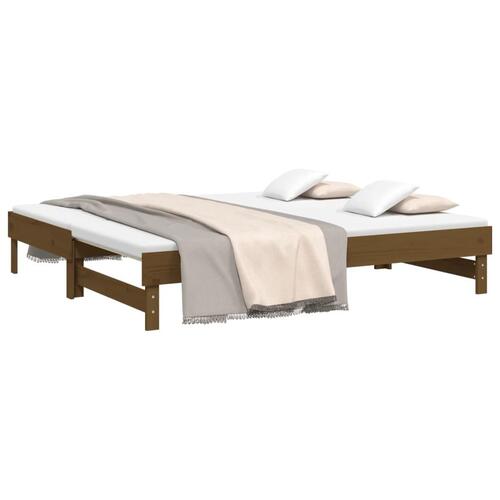 Daybed med udtræk 2x(90x190) cm massivt fyrretræ gyldenbrun
