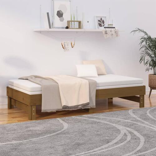 Daybed med udtræk 2x(90x190) cm massivt fyrretræ gyldenbrun