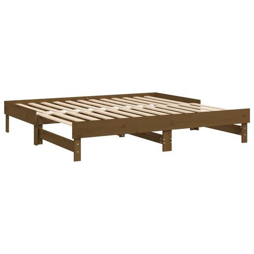 Daybed med udtræk 2x(90x190) cm massivt fyrretræ gyldenbrun