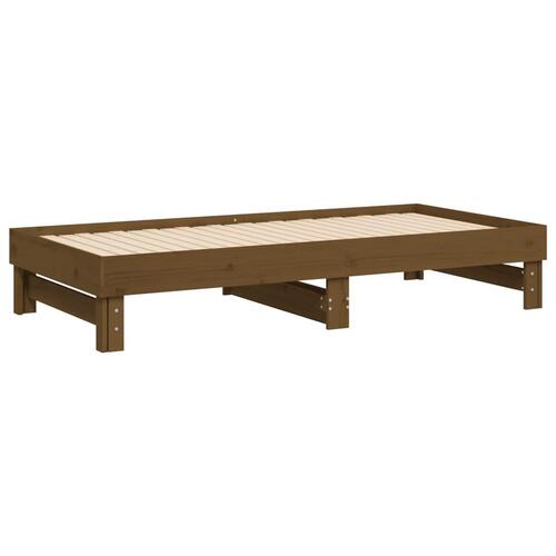 Daybed med udtræk 2x(90x190) cm massivt fyrretræ gyldenbrun