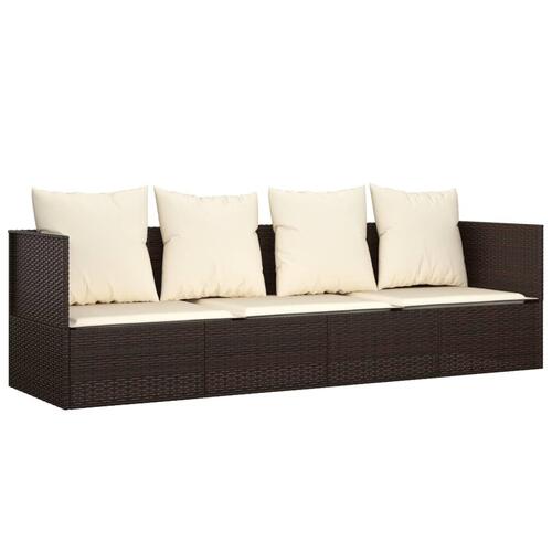 Udendørs loungesofa med hynder polyrattan brun