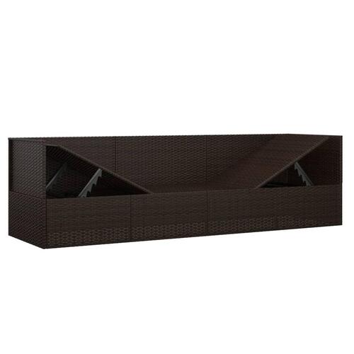 Udendørs loungesofa med hynder polyrattan brun