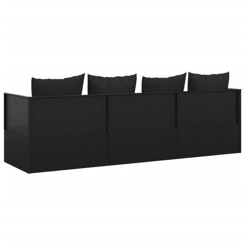 Udendørs loungesofa med hynder polyrattan sort
