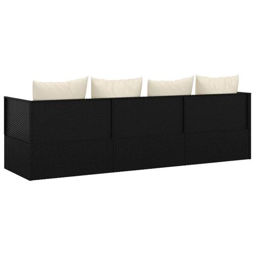 Udendørs loungesofa med hynder polyrattan sort