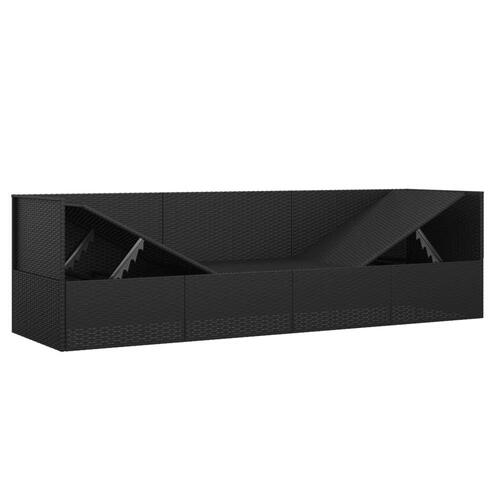 Udendørs loungesofa med hynder polyrattan sort