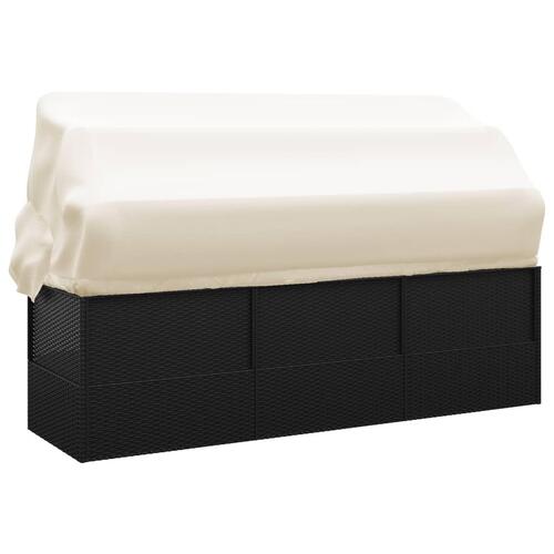 Udendørs loungesofa med tag og hynder polyrattan sort