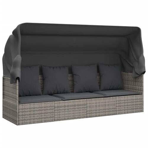 Udendørs loungesofa med tag og hynder polyrattan Grøn
