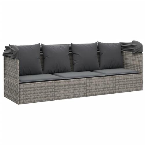 Udendørs loungesofa med tag og hynder polyrattan Grøn