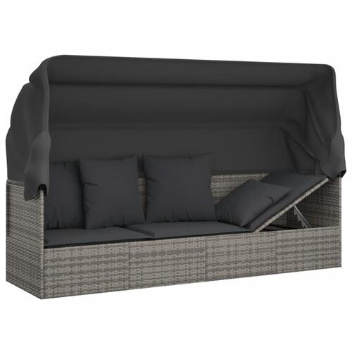 Udendørs loungesofa med tag og hynder polyrattan Grøn