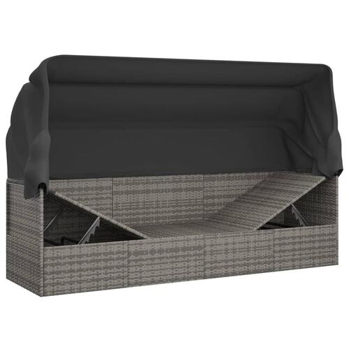 Udendørs loungesofa med tag og hynder polyrattan Grøn