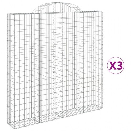 Buede gabionkurve - 3 stk. 200×30×200/220 cm i galvaniseret jern