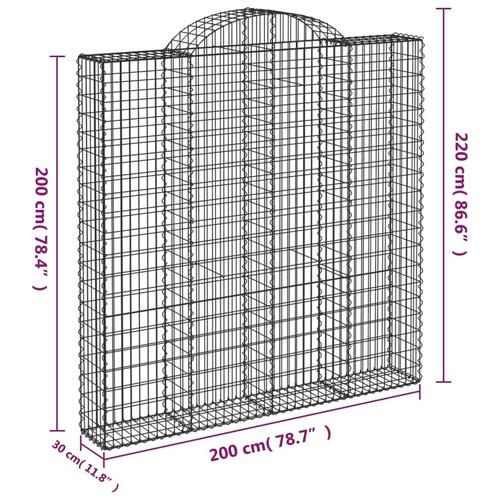 Buede gabionkurve 3 stk. 200x30x200/220 cm galvaniseret jern