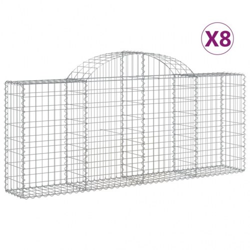 Buede gabionkurve - 8 stk. 200×30×80/100 cm i galvaniseret jern