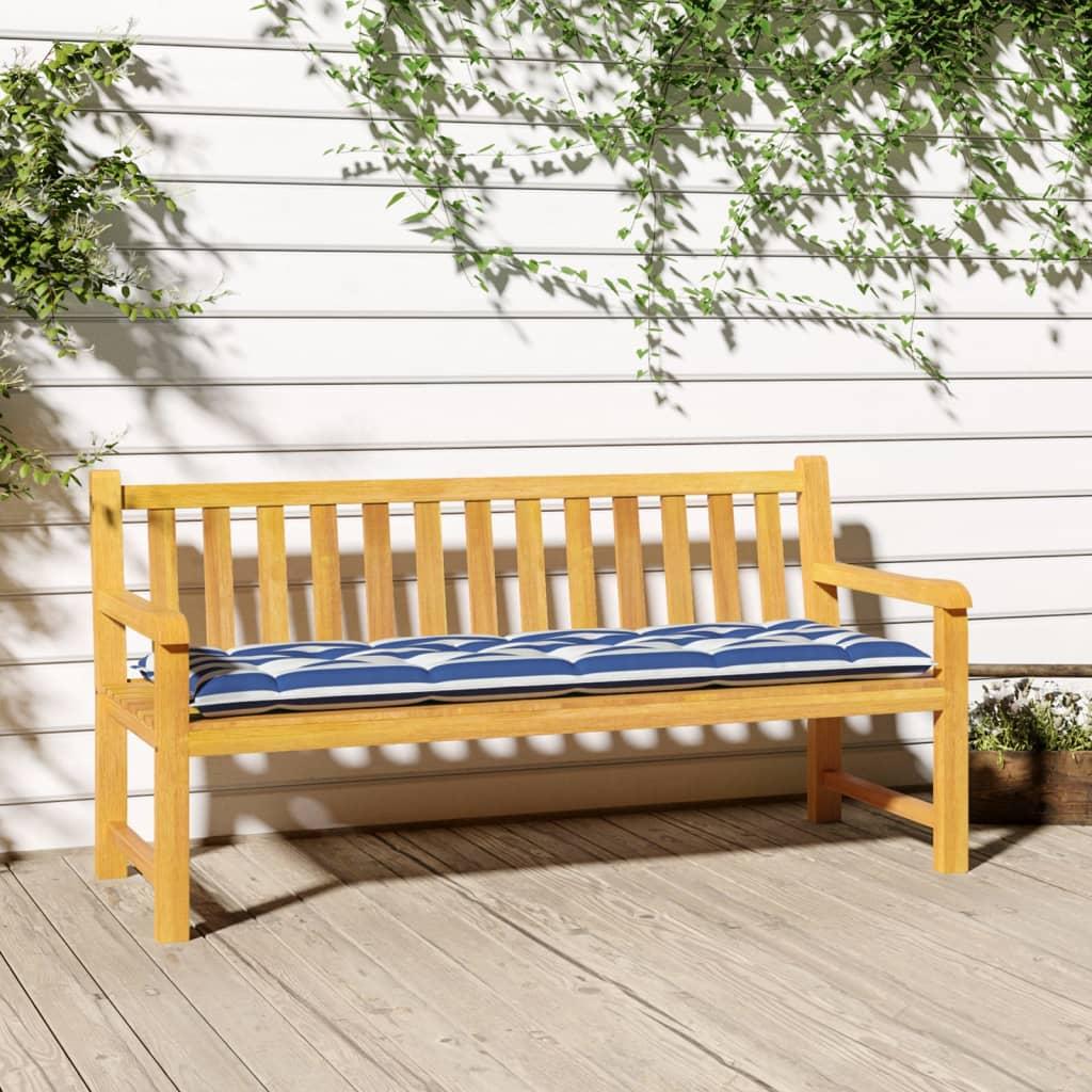 Hynde til havebænk 150x50x7 cm striber oxfordstof blå og hvid