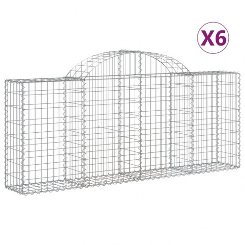 Buede gabionkurve - 6 stk. 200×30×80/100 cm i galvaniseret jern