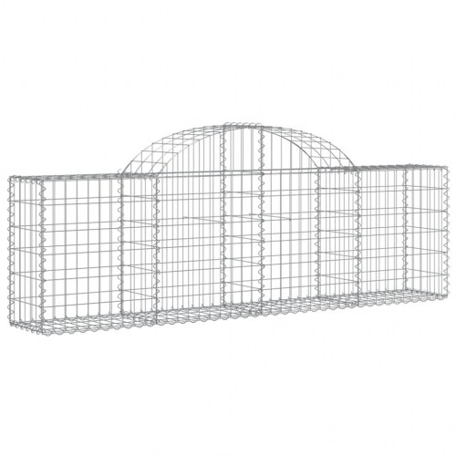 Buede gabionkurve 3 stk. - 200 × 30 × 60/80 cm i galvaniseret jern