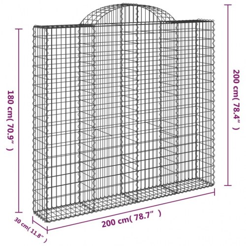 Buede gabionkurve - 2 stk. 200×30×180/200 cm i galvaniseret jern