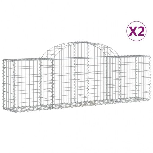 Buede gabionkurve - 2 stk. 200×30×60/80 cm i galvaniseret jern