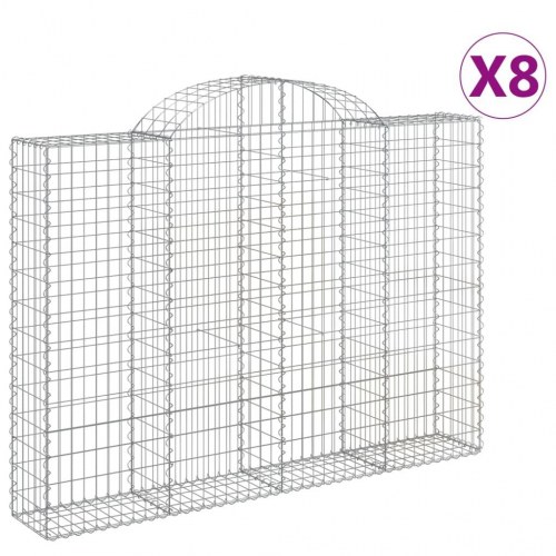 Buede gabionkurve - 8 stk. 200×30×140/160 cm i galvaniseret jern