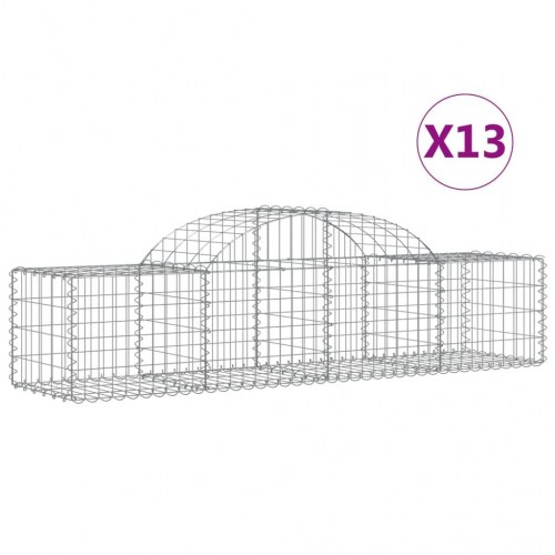 Buede gabionkurve 13 stk. 200x50x40/60 cm galvaniseret jern