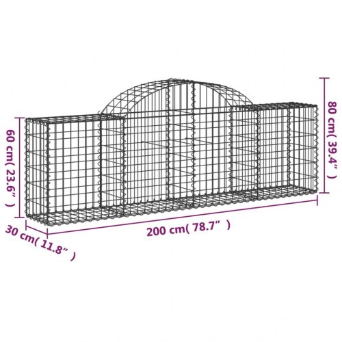 Buede gabionkurve - 8 stk. 200×30×60/80 cm i galvaniseret jern