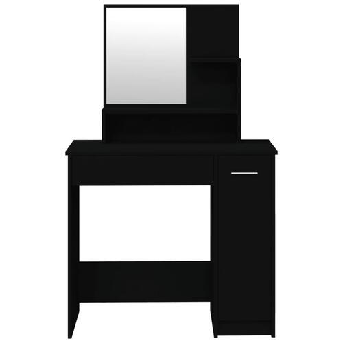 Makeupbord med spejl og bænk 86,5x35x136 cm sort