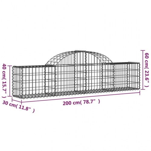 Buede gabionkurve - 4 stk. 200×30×40/60 cm i galvaniseret jern