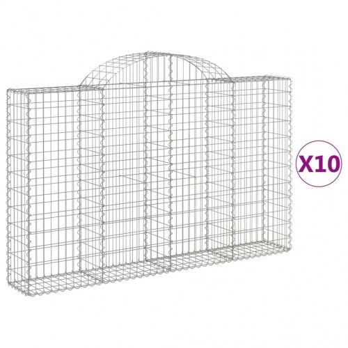 Buede gabionkurve - 10 stk. 200×30×120/140 cm i galvaniseret jern