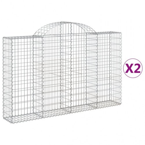 Buede gabionkurve - 2 stk. 200 × 30 × 120/140 cm i galvaniseret jern