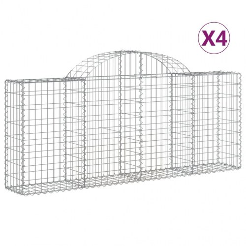 Buede gabionkurve - 4 stk. 200×30×80/100 cm i galvaniseret jern