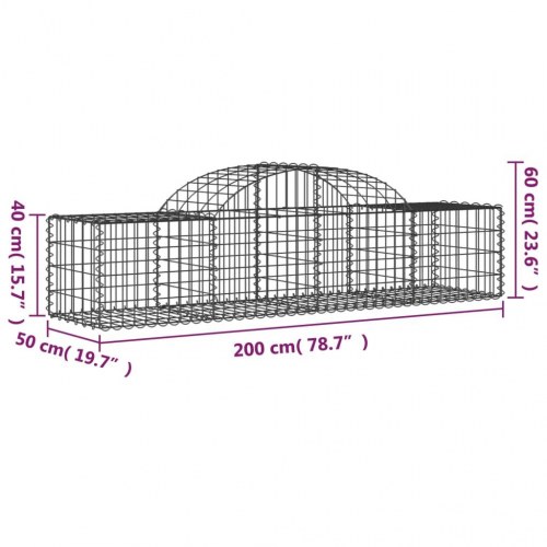 Buede gabionkurve - 5 stk. 200×50×40/60 cm i galvaniseret jern