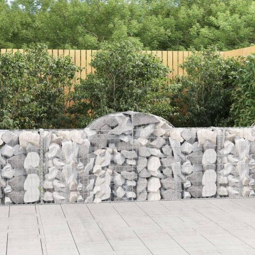 Buede gabionkurve - 2 stk. 200 × 30 × 80/100 cm i galvaniseret jern