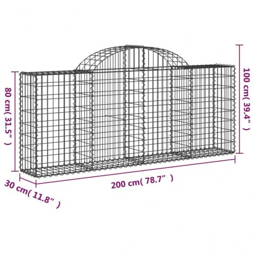 Buede gabionkurve - 2 stk. 200 × 30 × 80/100 cm i galvaniseret jern