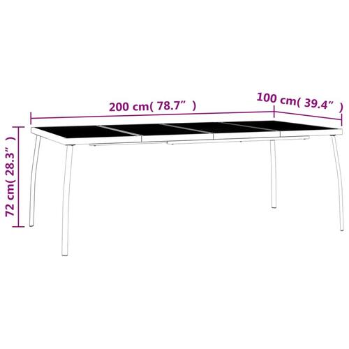 Havebord 200x100x72 cm stål og meshstof antracitgrå