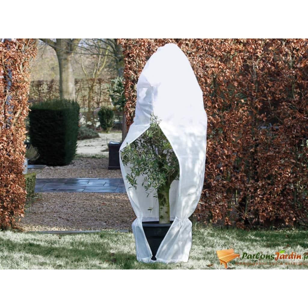Nature frostdækken med lynlås 2,5x2,5x3 m 70 g/m² fleece hvid