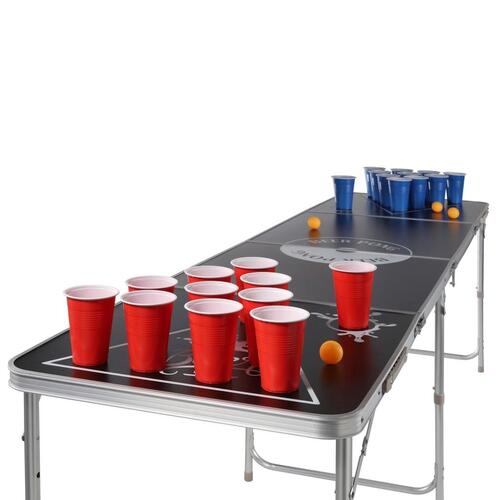beer pong-bord højdejusterbart sort