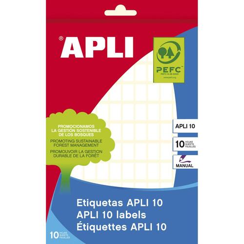 Selvklæbende etiketter Apli Hvid 10 Ark 8 x 12 mm (10 enheder)