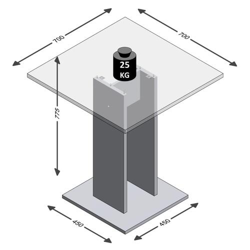 spisebord 70 cm hvid