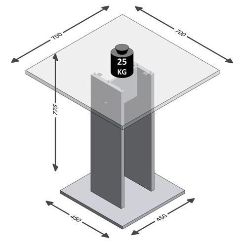 spisebord 70 cm betongrå og hvid