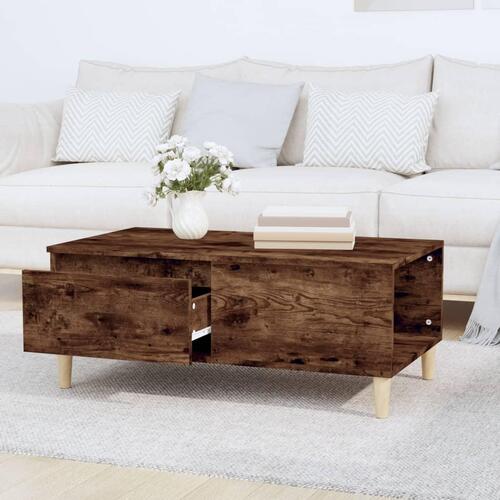 Sofabord 90x50x36,5 cm konstrueret træ røget egetræsfarve