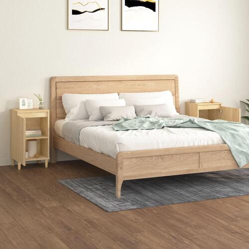 Sengeborde 2 stk. 40x35x70 cm konstrueret træ sonoma-eg