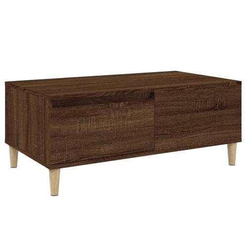 Sofabord 90x50x36,5 cm konstrueret træ brun egetræsfarve