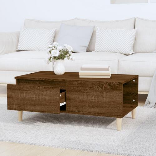 Sofabord 90x50x36,5 cm konstrueret træ brun egetræsfarve