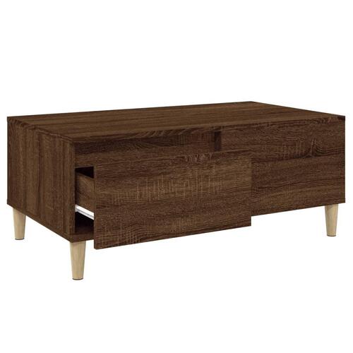 Sofabord 90x50x36,5 cm konstrueret træ brun egetræsfarve